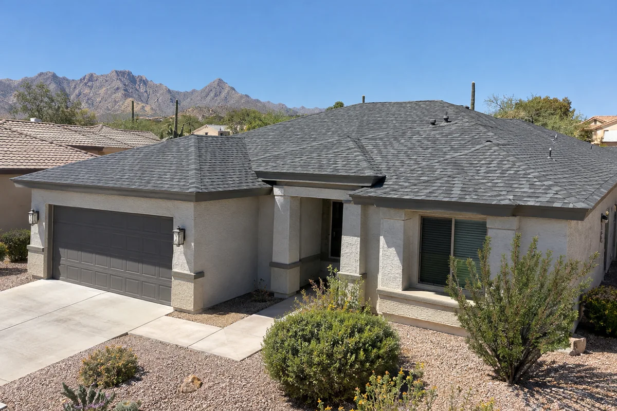 Asphalt shingle roof on a residential property