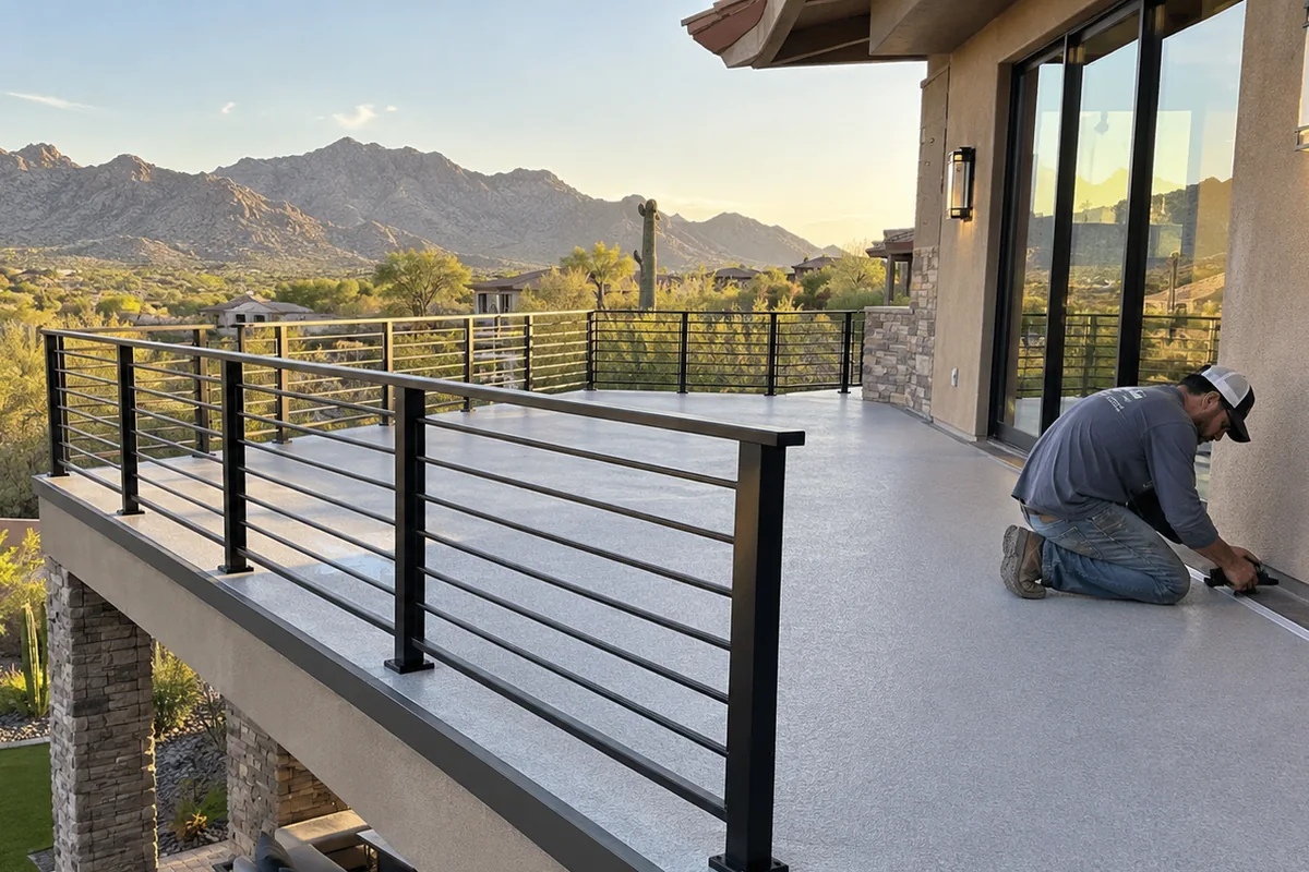 Waterproof walking deck on an elevated residential terrace